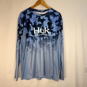 Huk Blue Camo Long Sleeve Performance Fishing Tee